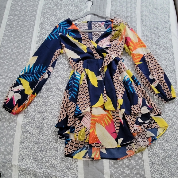 Women's Dress Deep V-Neck long sleeve - Picture 8 of 8